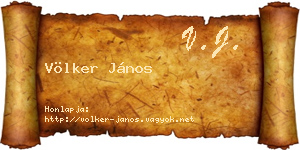 Völker János névjegykártya